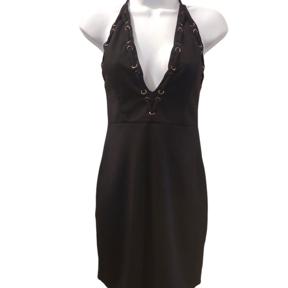 Style Rack Dresses & Skirts - Style Rack Black Halter Dress with Lace Up Eyelet Detail Size Medium EUC